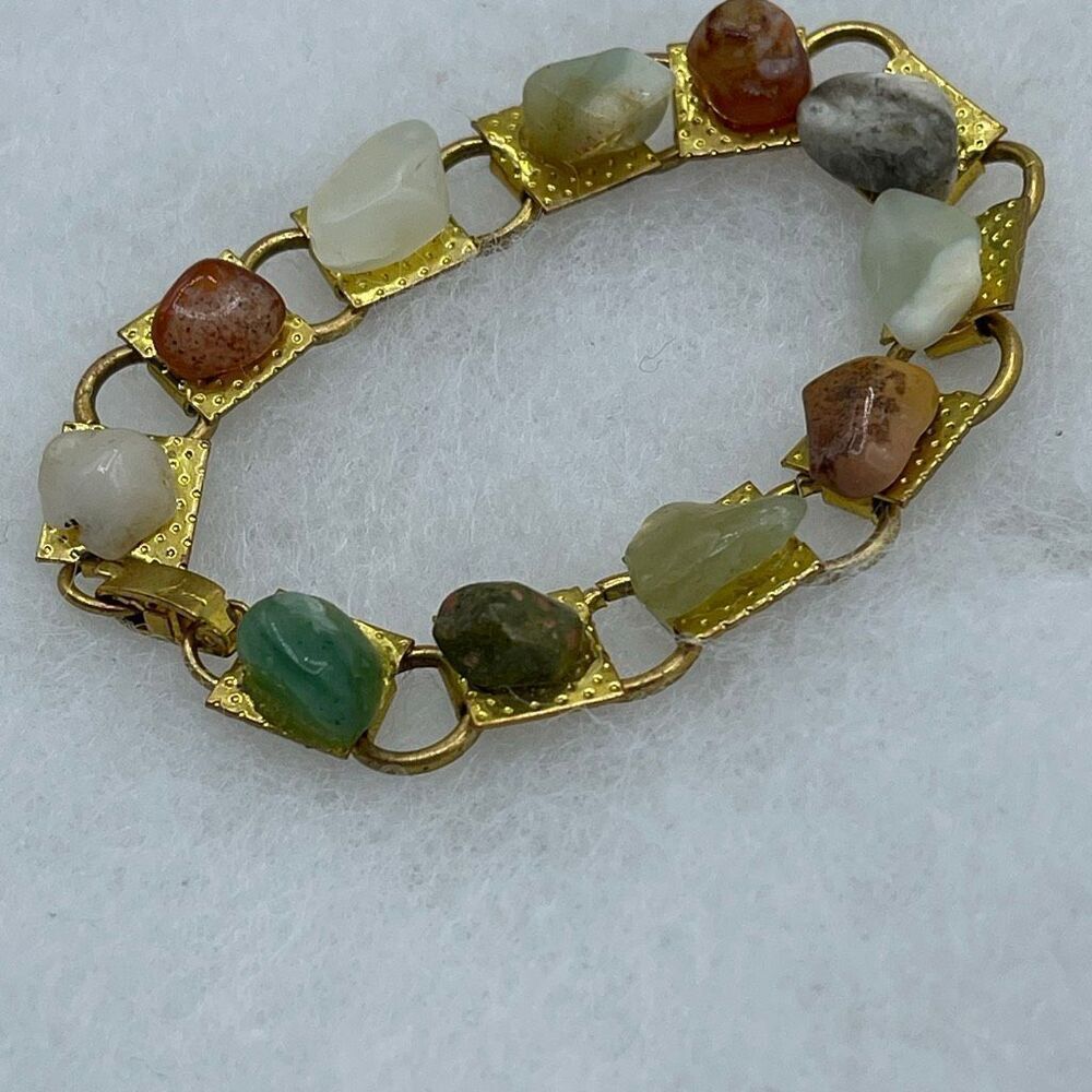 Vintage multi-gemstone link bracelet